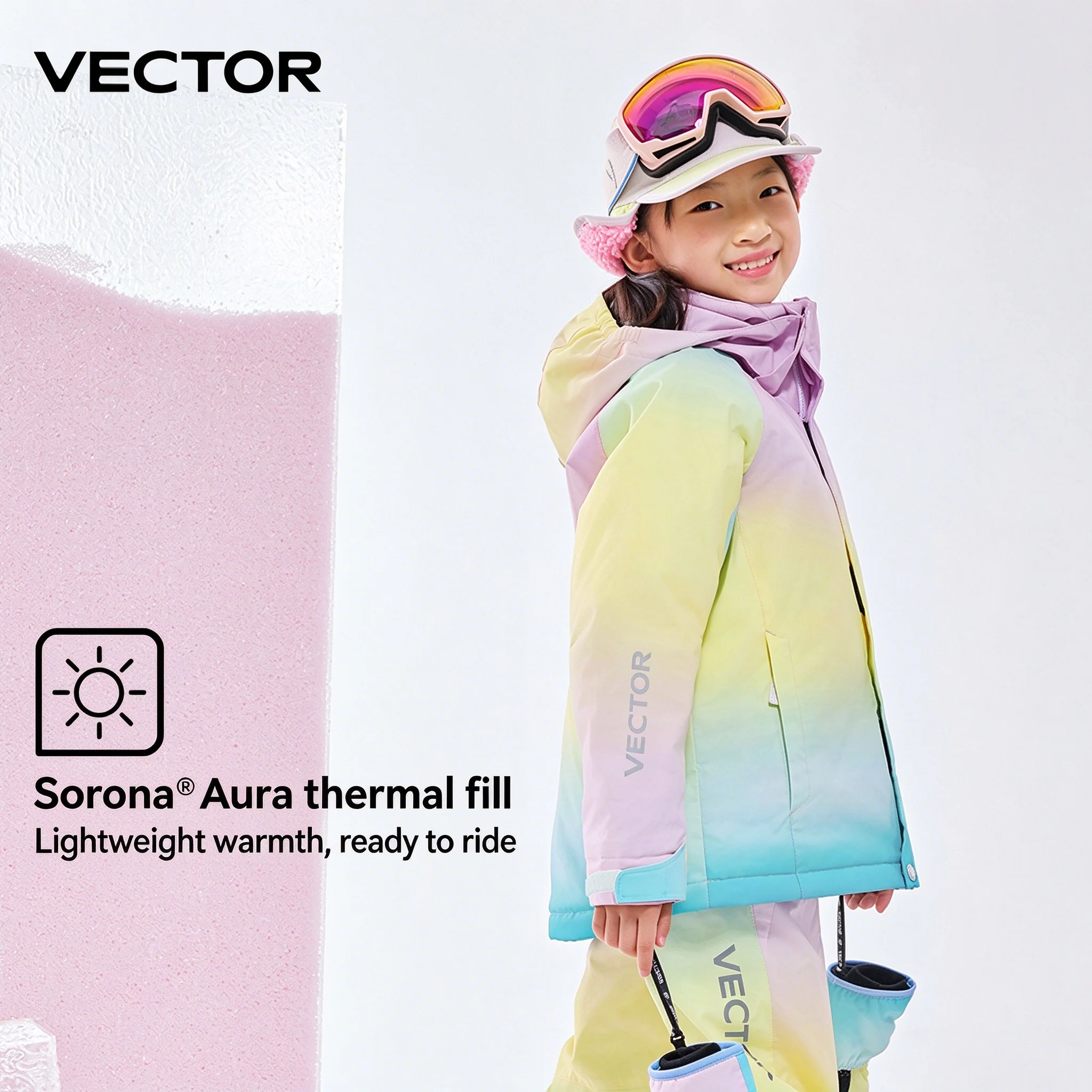 VECTOR Boys' Girls' Printed Ski Jacket Kids' Waterproof Insulated Ski Wear Winter Warm Outerwear Outdoor Sports Snowboarding