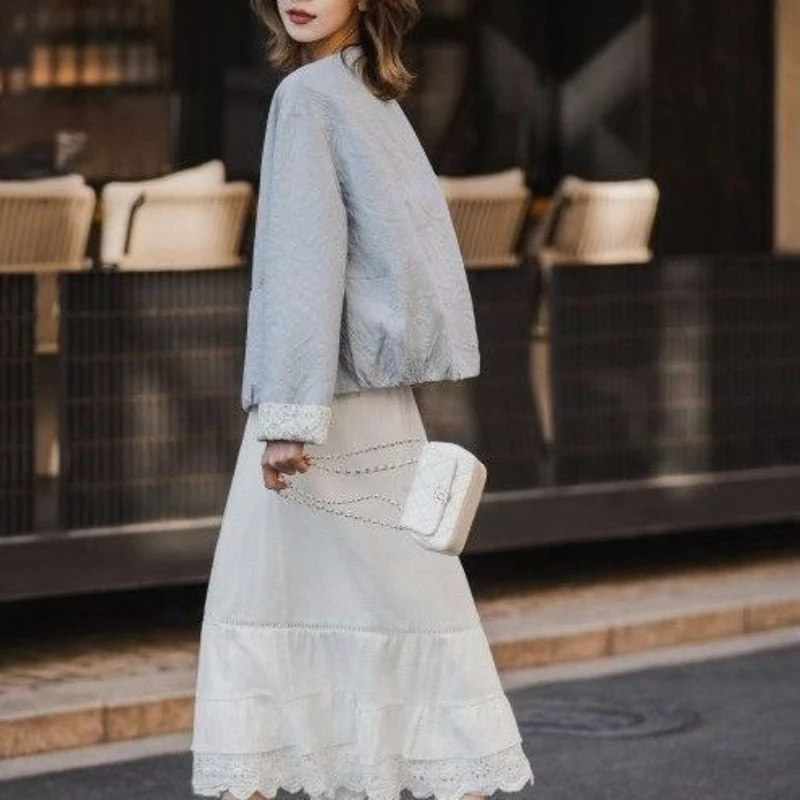 Women's Jacket Pocket Ladies Coats Long Sleeve Mujer Clothes Elegant Women Tweed Jackets Autumn Single Breasted All Match Coats