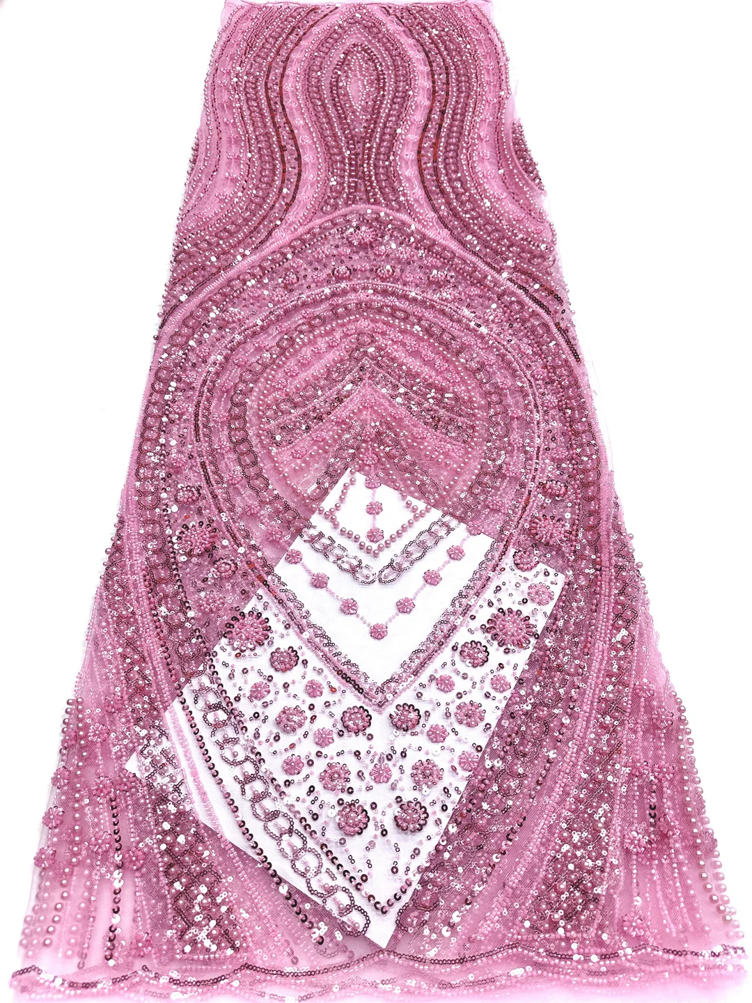 قماش دانتيل فرنسي أفريقي مع خرز يدوي الصنع 2025 ترتر عالي الجودة مطرز قماش دانتيل شبكي تول أفريقي فستان نيجيري #5