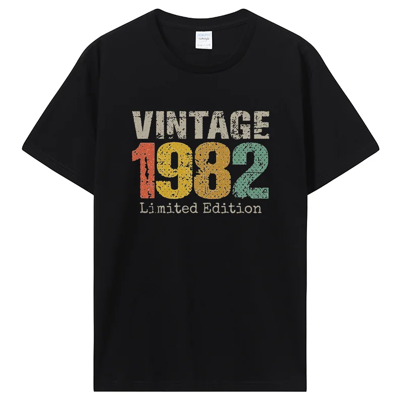 Vintage Birthday Retro 1982 Limited Edition Tshirt Cotton Graphic T-Shirt Husband Wife Shirt Streetwear Short Sleeve Clothing