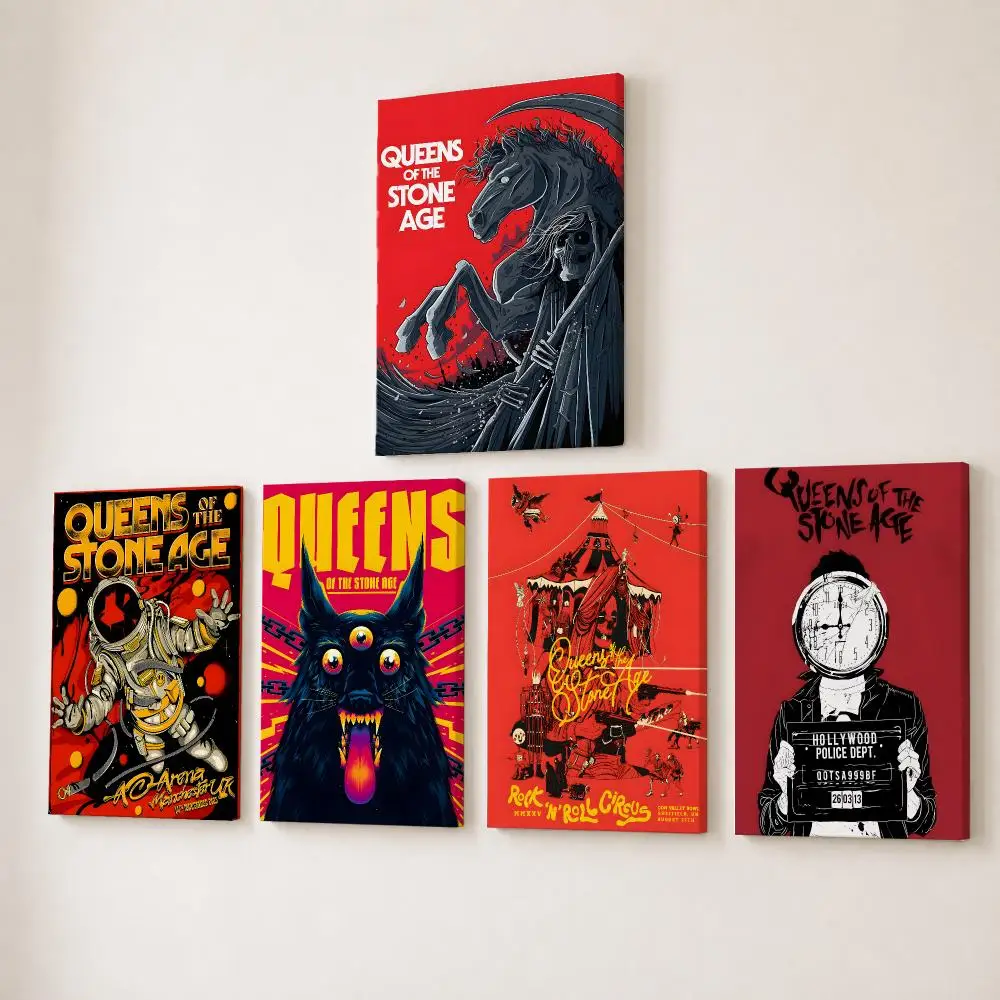 Band Q-Queens Of The Stone Age Painting Calligraphy HD Canvas Wall Art With Inner Frame Gallery Wrapped Ready To Hang Home Decor