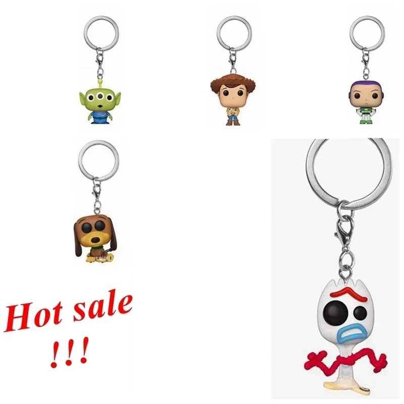 Funko Pocket Toy Story 4 Forky Slinky Dog Woody Buzz Lightyear Alien Keychain Action Figure Collection Model Toys for Gift