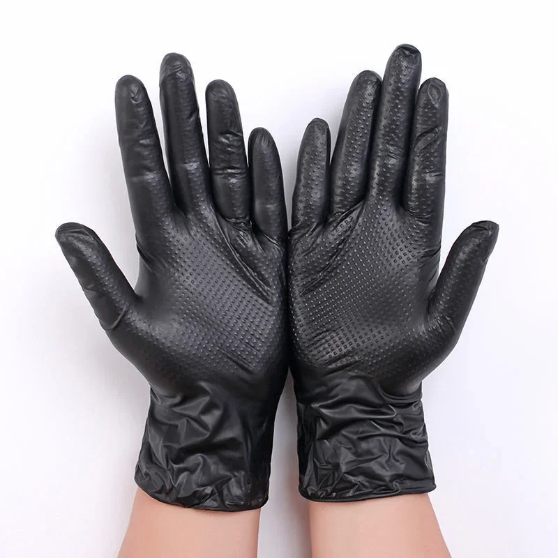 Gants de travail en Nitrile Extra forts, 50 pièces, 6mil 8mil, noir Orange, motif diamant, gants de sécurité, sans poudre synthétique