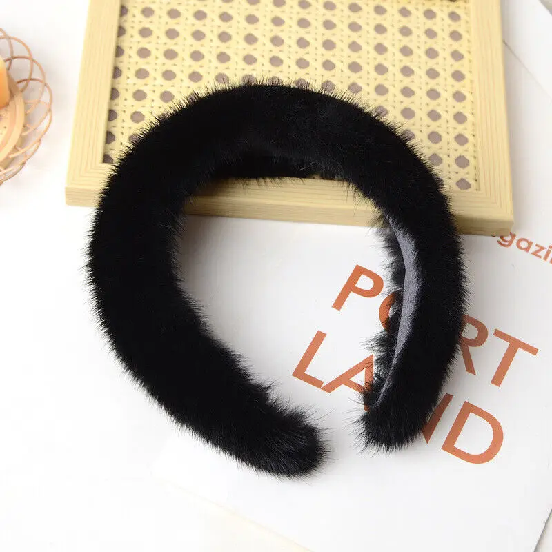 Luxury Women's Headband Ladies Hair Band Padded Winter Hair Hoop Fashion Female Plush Hair Accessories Gray New Style