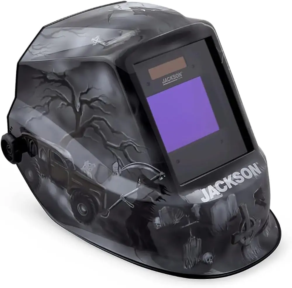 

Premium Graphic Welding Hood with Digital ADF - Ultra Lightweight Auto Darkening Helmet - ANSI Z87.1 Certified (Multiple Styles)
