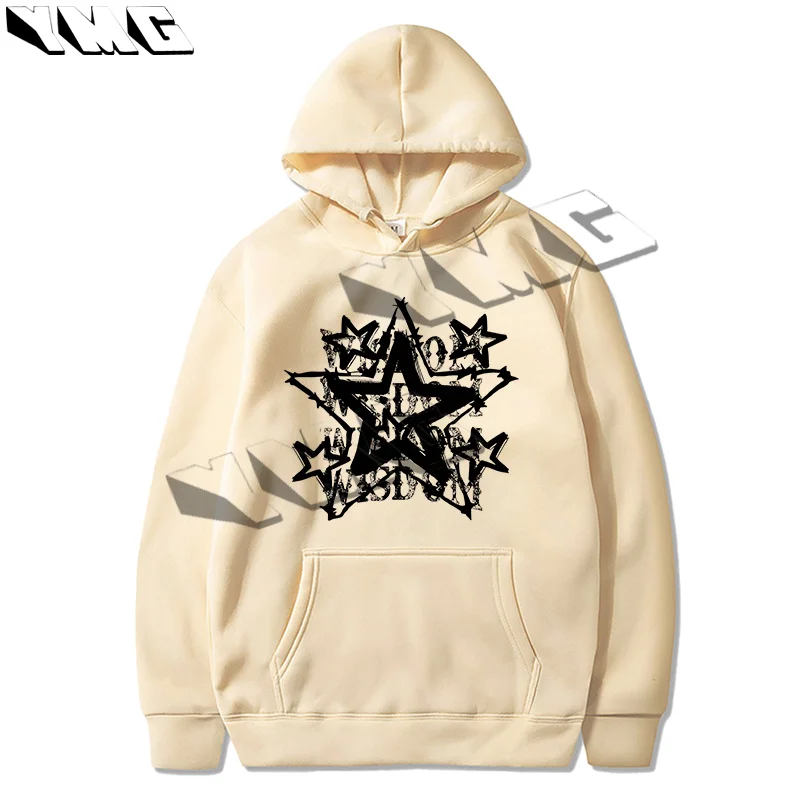 Y2K high street pentagram printed thick cotton hoodie autumn women's hoodie oversized loose sports hoodie casual streetwear EMO