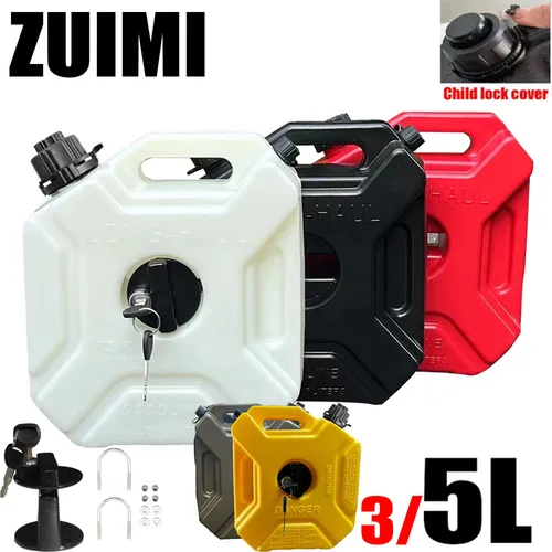 Tanque de combustible amarillo blanco personalizado de 3/5L, lata de gasolina de plástico, lata de Jerry para coche, lata de Gas para motocicleta, contenedor de aceite, recipiente de combustible
