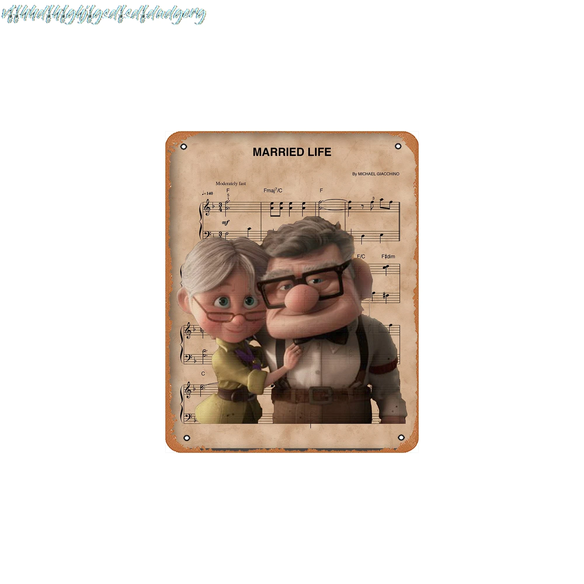 AirBnk Tin Signs Up,Carl & Ellie,Married Life Sheet Music Vintage Office Decor Funny Metal Tin Signs Garage Man Cave Wall D sign
