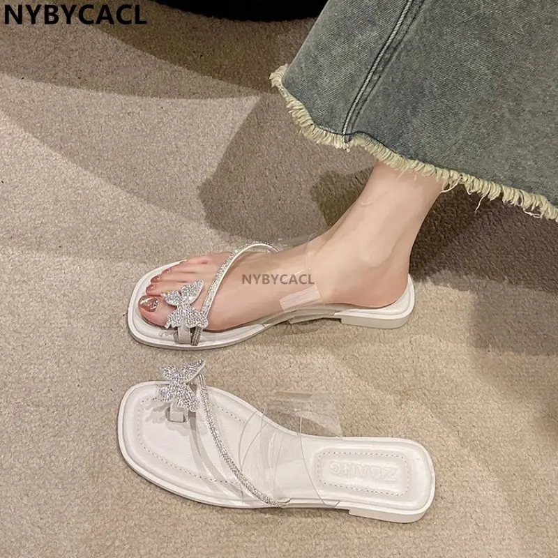 

Summer Sandal Women Fashion Butterfly Diamond Jelly Shoes Female Sandals Fashion Transparent Shoes Flat Beach Open-toed Sandal