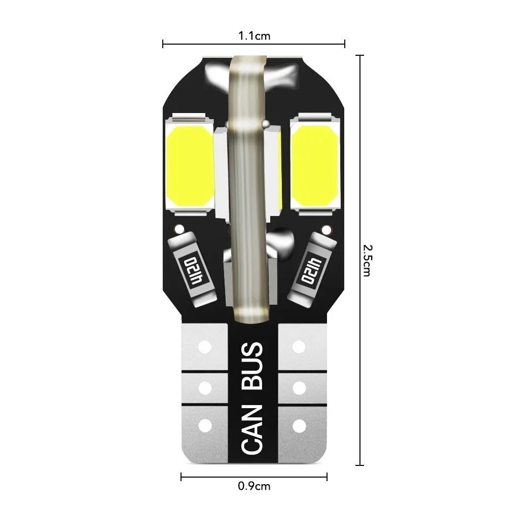 Imagem -02 - Lâmpada de Substituição Led para Car Interior Dome Reading License Plate Light Lâmpadas Led Canbus 8smd 5730 12v 10x W5w T10