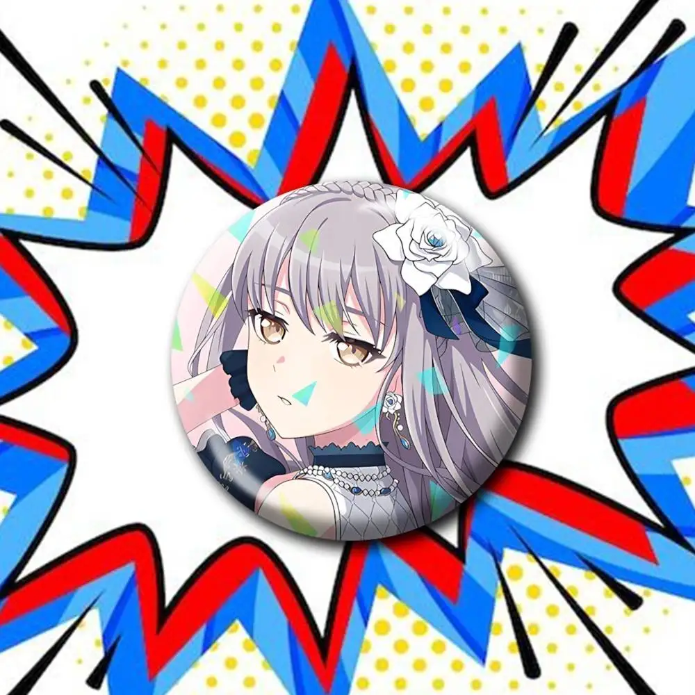 BanG-MyGO Tomori Takamatsu  Customizable Round Brooch Pins, Personalized Badges With Broken Glass Design Fashion Accessory