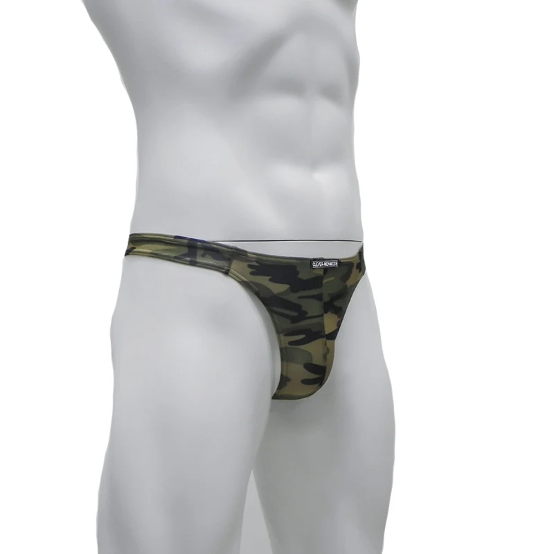 CLEVER-MENMODE Low Rise Men Camouflage Thongs Sexy Underwear T Back Men\'s Soft Pouch Comfortable Bikini G String Underpants