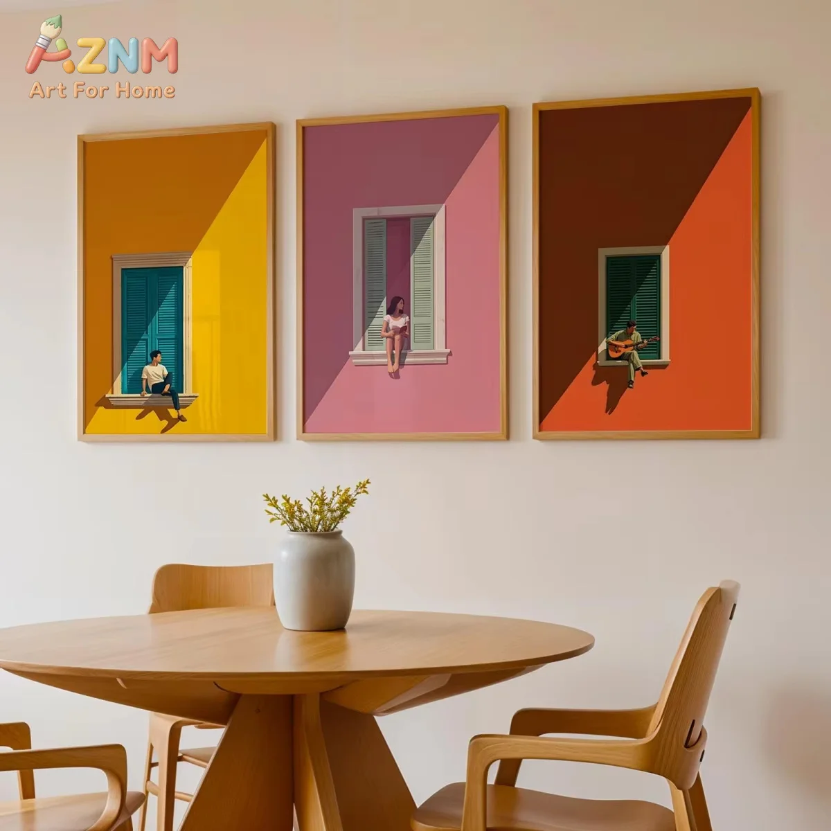 1pc Mediterranean Window Sill Illustration Canvas Prints Poster Minimalist Bold Graphic Art Prints Berdroom Wall Art Home Decor