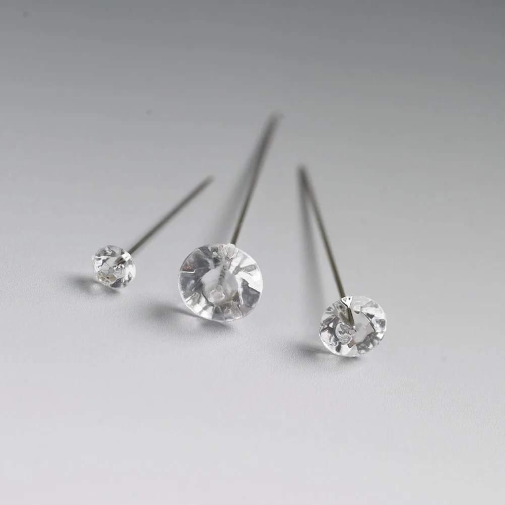 

100pcs Wedding Pins Pins Silver Transparent 3 8cm Wedding Bridal 6Mm Buttonhole Buttonholes Diamante Corsages