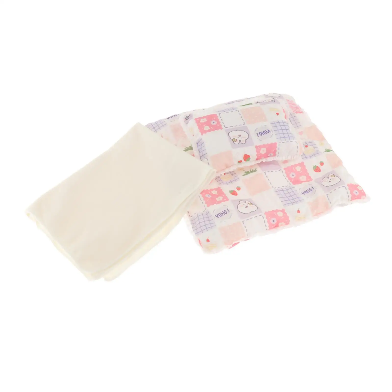 

Doll Bedding Accessories Set Educational Toy Printed Role Playing Include Sheet Quilt Pillow for Doll Bunkbeds Doll Beds Accs