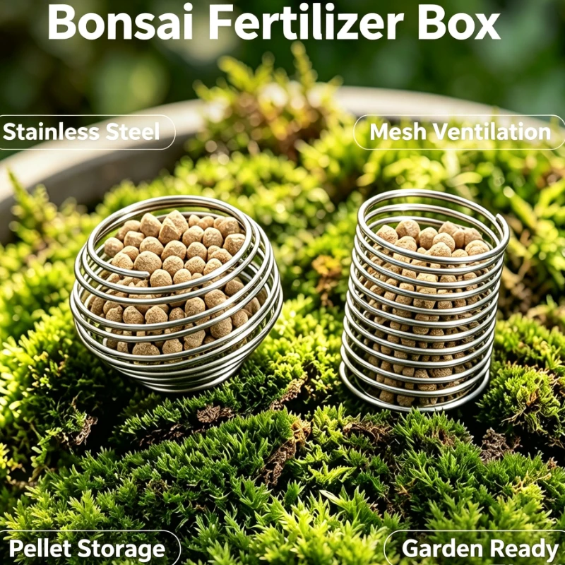 Stainless Steel Bonsai Fertilizer Basket Spiral Wire Cage Slow Release Nutrient For Orchid Potted Plants Garden