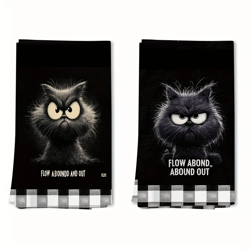 2 piezas, paños de cocina con diseño de gato negro, juego de paños de 40 cm x 60 cm, paño de limpieza suave súper absorbente, paño de cocina para cocinar y hornear, paño para manos, paño de limpieza, paño para platos, decoración de cocina, decoración de s