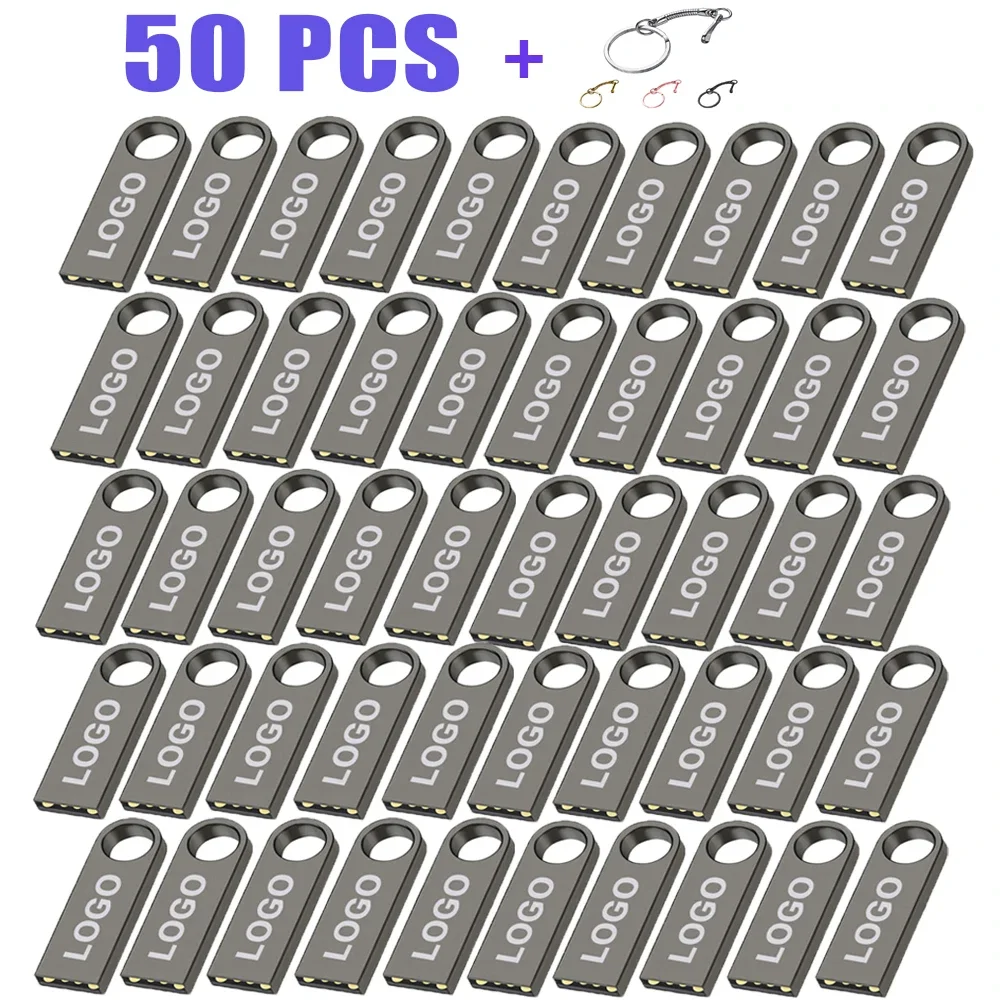 50PCS/lot Metal USB Flash Drives 1GB 2GB 4GB Pendrive 8GB 16GB USB Pen Drive 32GB 64GB Memory Sticks 128MB 256MB 512MB Free LOGO