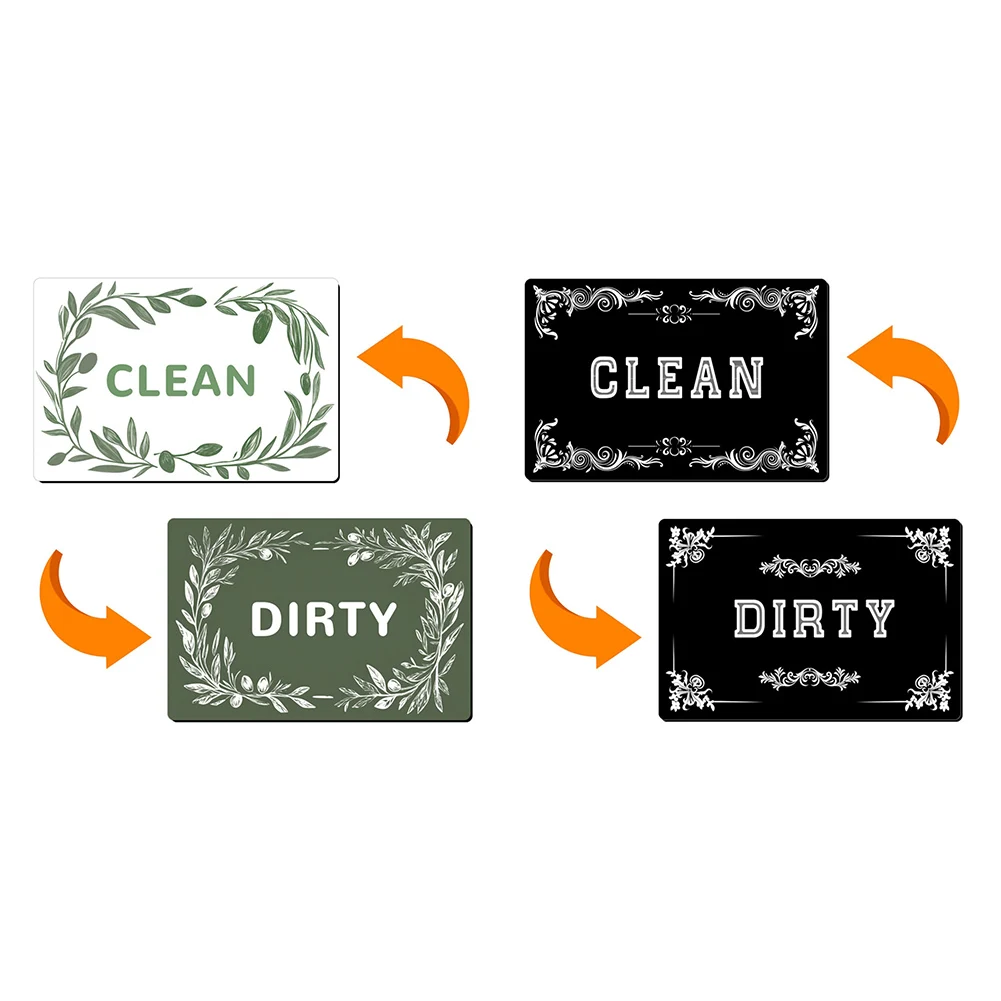 2PCS 9*6CM Dishwasher Double-Sided Magnetic Clean Dirty Clean Sign Home Magnets Signs Decorations Household Supplies