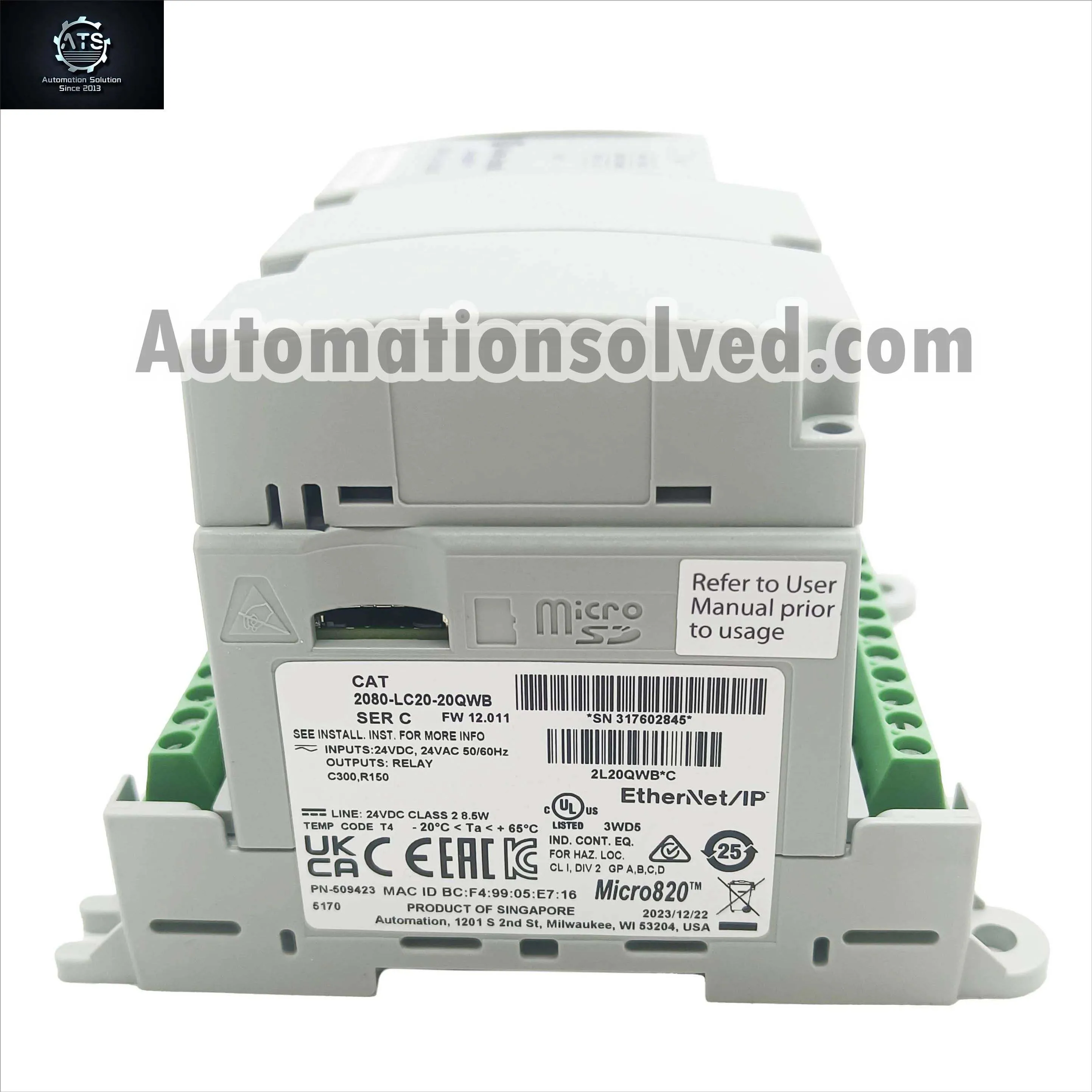 2080-LC20-20QWB Micro820 PLC وحدة تحكم إيثرنت I/P #5