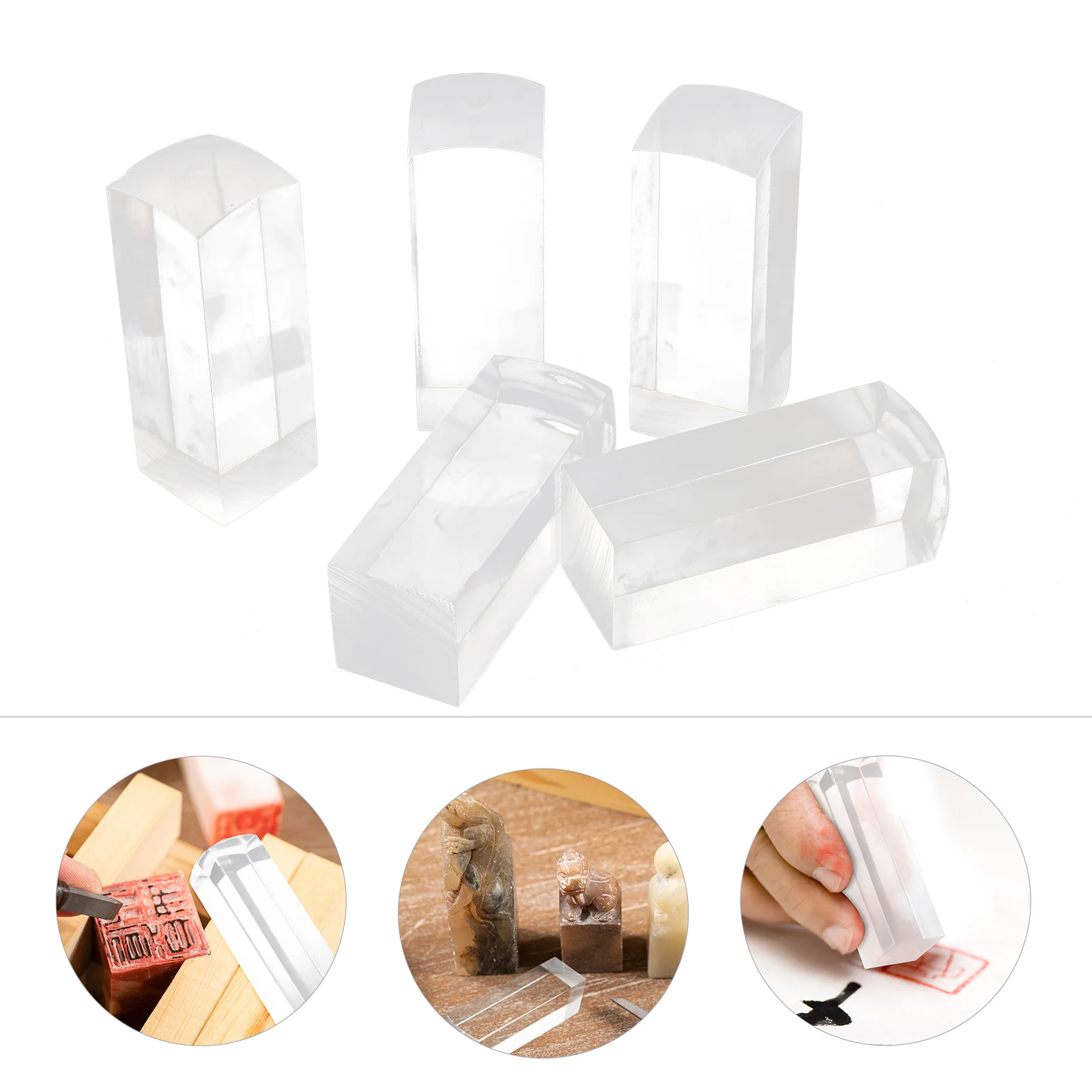 5 Pcs Cube Transparent Blank Square Seal DIY Craft Stamp for Scrapbooking Sealing Alphabet Stamps
