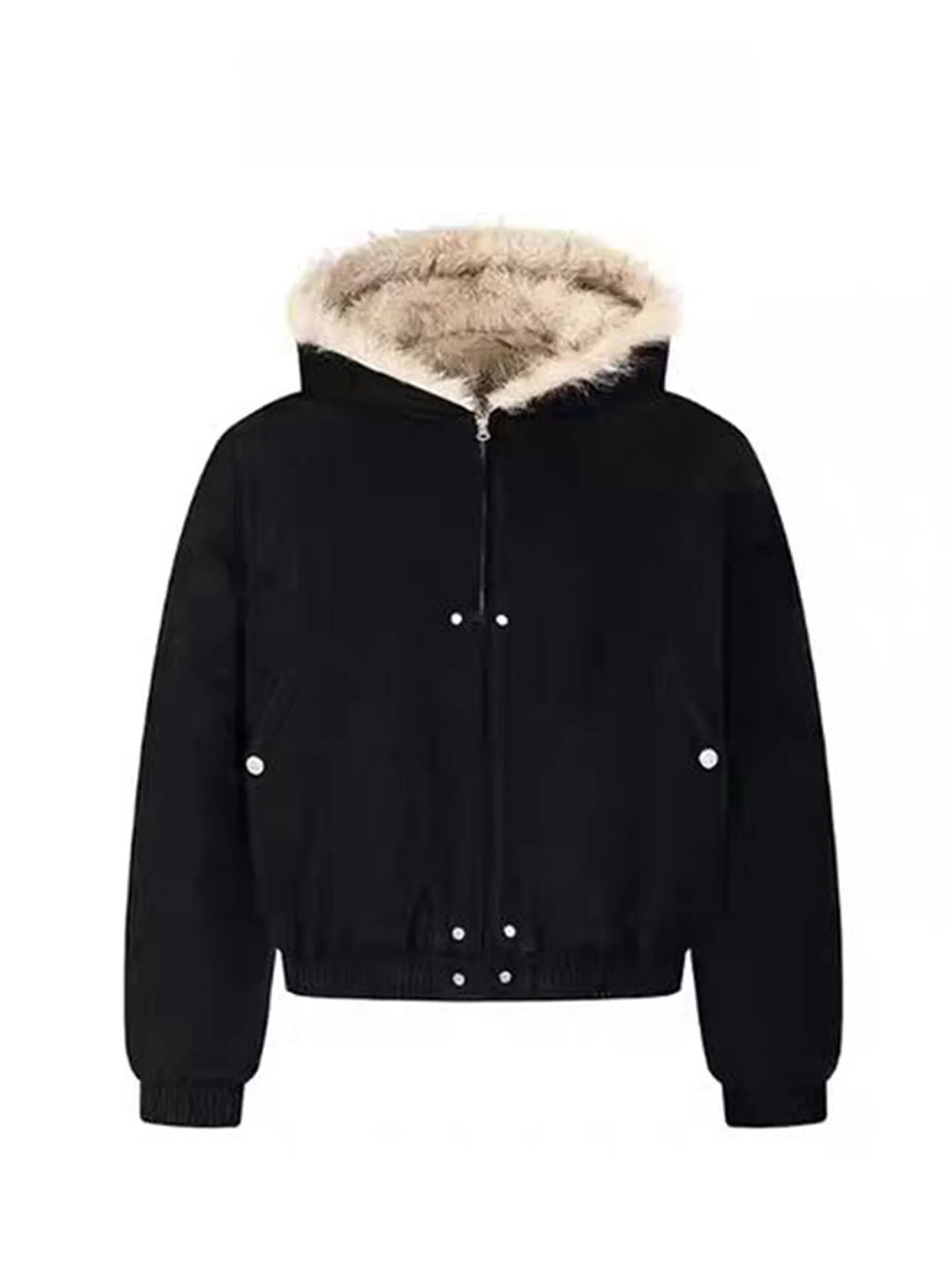 

Women's Thiened Cotton Jaet Hooded Coat Fur Collar Warm Winter ort Quilted Faionable Cotton Padded Coat Zipper Closure