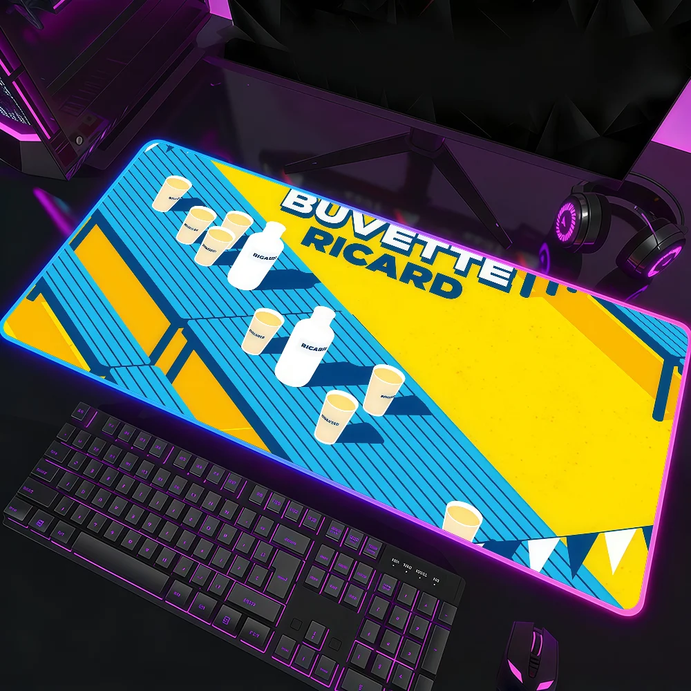 Brand R-Ricard Mouse Pad Waterproof RGB LED Light Colorful Game Keyboard Non-slip Cover Desk-mat Surface