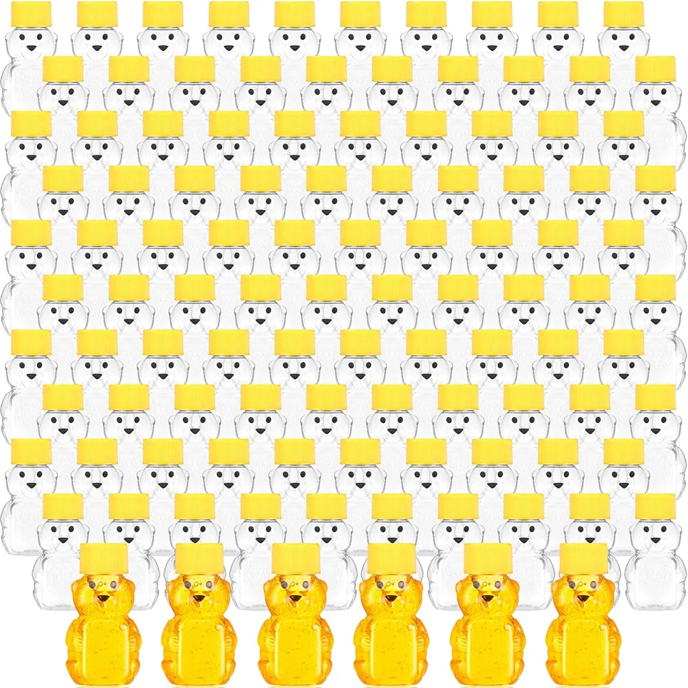 96 Pieces 2 oz Plastic Honey Bear Bottle for Storing and Dispensing Holiday Baby Shower Gifts