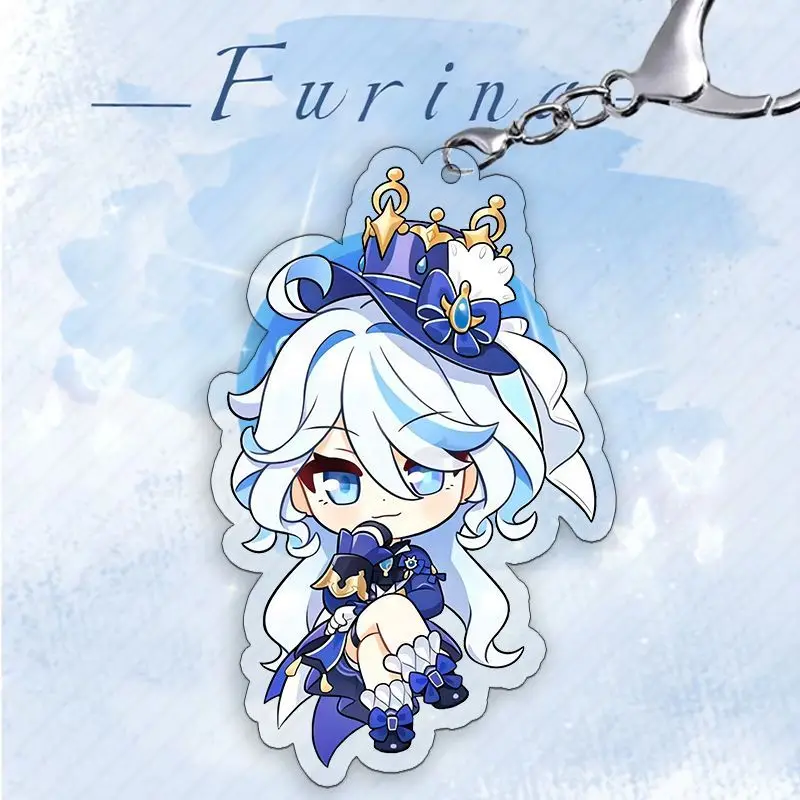 Genshin Impact Focalors Phone Charm Cute Acrylic Vivid Expression Picture Keychain Cell Phone Chain Pendant Key Ring Bag Decor