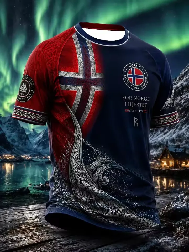 2026 Summer New Style Norwegian Men's Football Training Shirt - 3D Printed Breathable Quick-Drying Family Couple T-Shirt