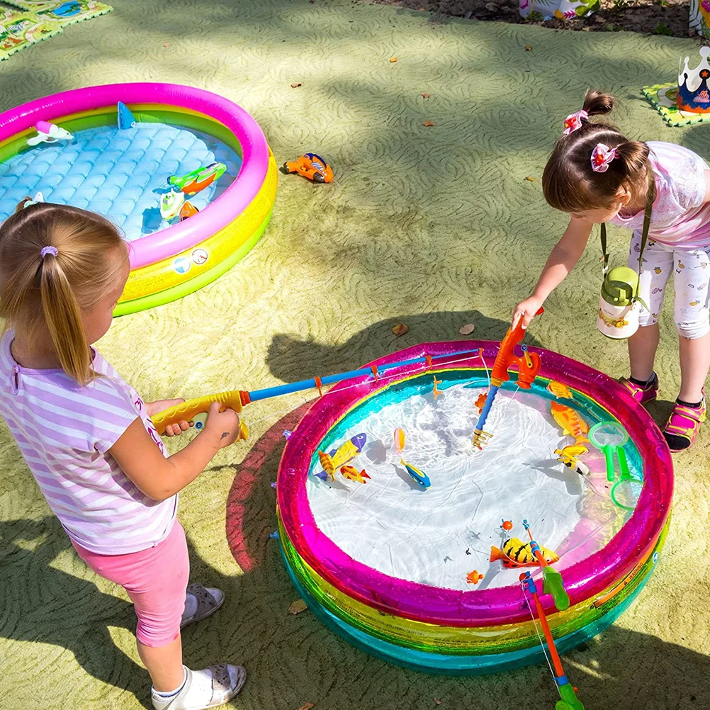 4/6 pçs jogo de pesca magnética crianças banheira vara de pesca de plástico brinquedos natação banho brinquedos educativos aprendizagem cor aleatória