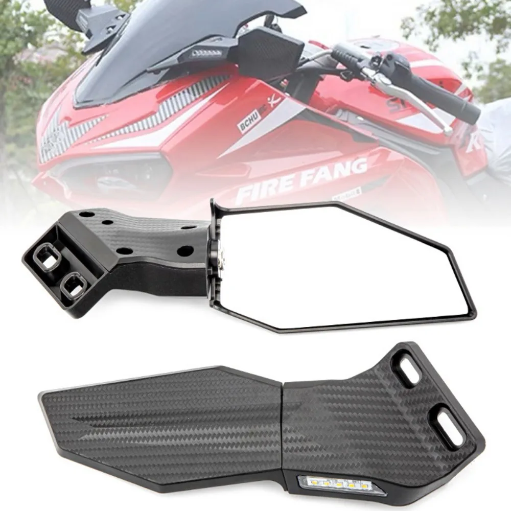 A Pair Motorcycle Wind Wing Side Rearview Mirror with Turn Signal Lamp for CFMOTO 450 SR 450SR Yamaha Kawasaki Ninja 400 Ducati
