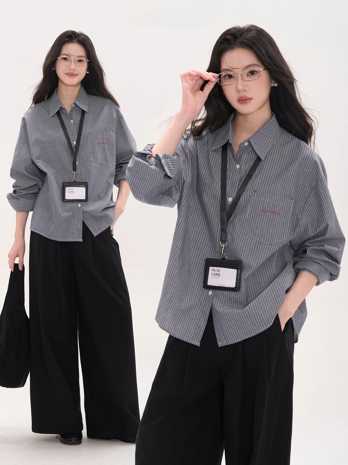 

Versatile Commute Sle Women's irt Striped Cotton Linen Blend Long Sve Button up Classic Fit Embroidered ket Top