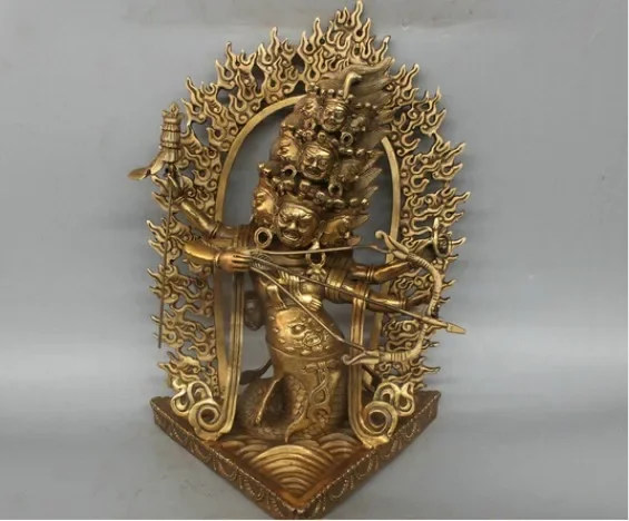 12'' China Tibet Rahula Lord of Hell Snake Body Buddha Arrow Bronze Statue decoration bronze factory outlets