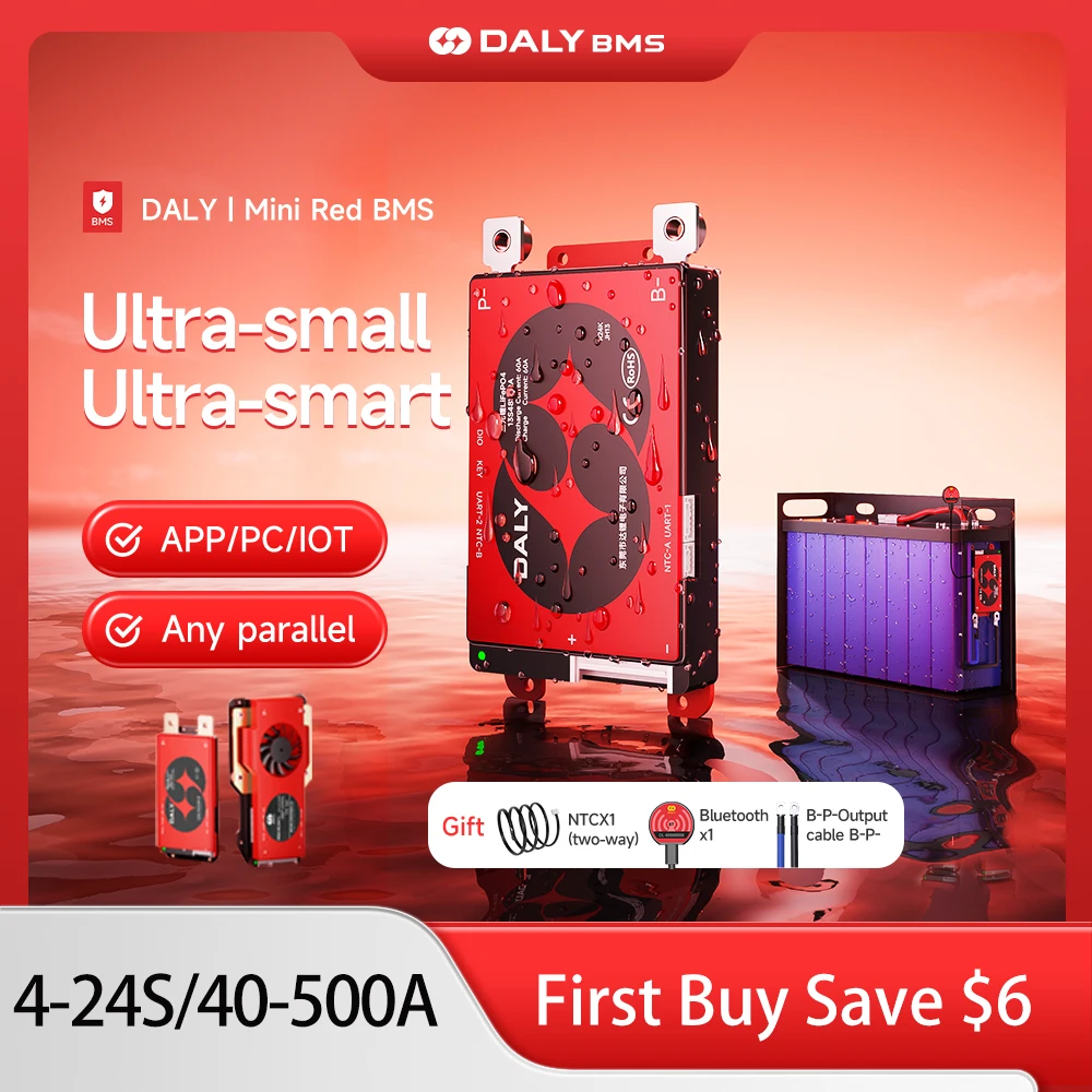 Daly BMS Smart BMS Lifepo4 16S 48v 8S 24V 100A 150A 200A 250A 300A 400A 500A Li-Ion BMS 7S 24V 13S 48V para almacenamiento de energía en el hogar