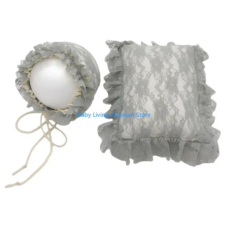

P31C 2 Pcs/Set Baby Infants Lace Hat Pillow Posing Aid Accessories Newborn Photography Props Photo Outfits