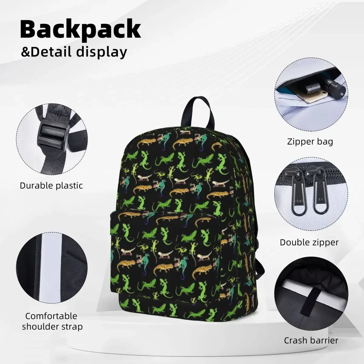 Gecko-Best Gift For Gecko Lovers Backpacks Boy Girl Bookbag Students School Bags Travel Rucksack Shoulder Bag Large Capacity