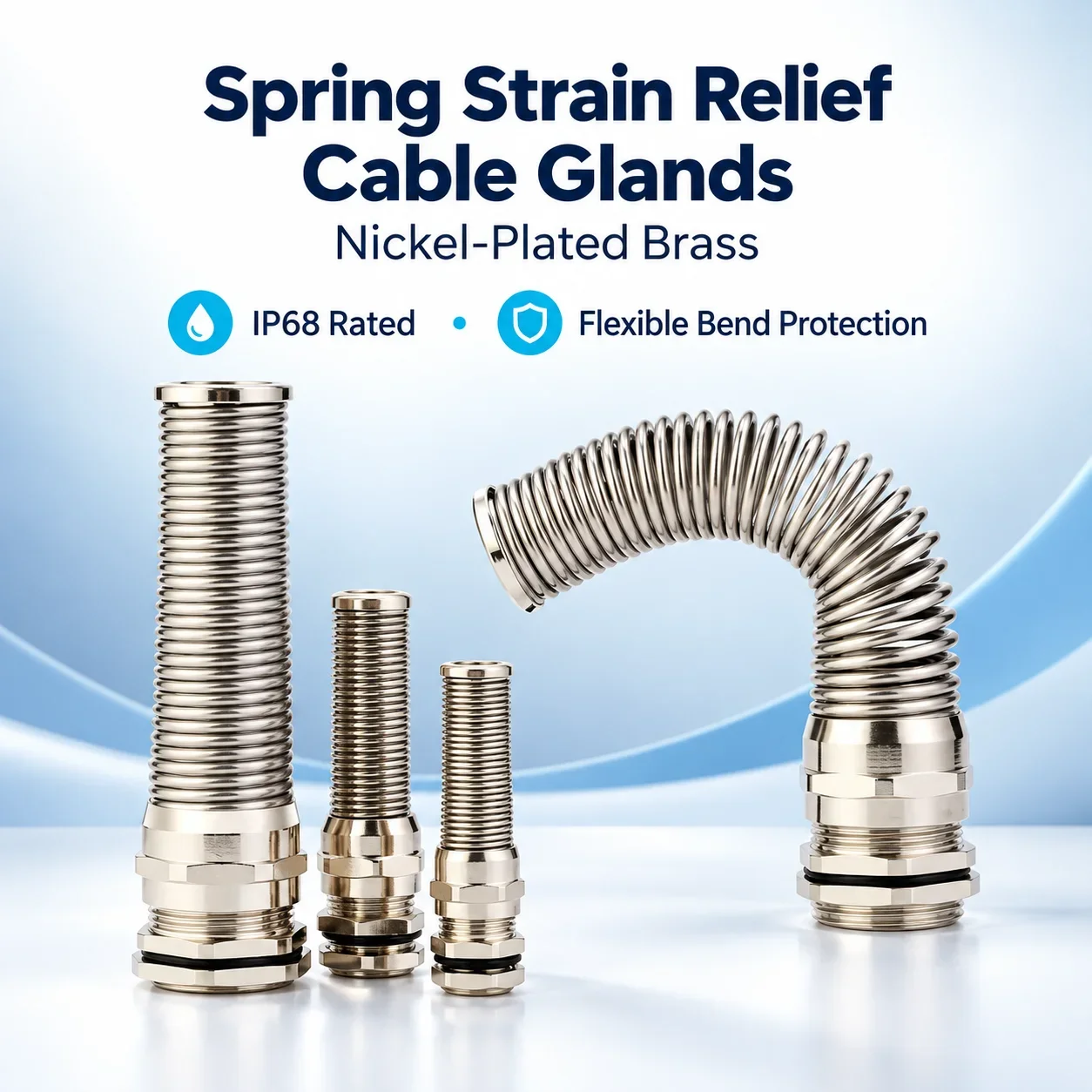 Glen Head M-Type Cable Connector Twist Fixed Waterproof Spring Anti-Bending Resistant Metal Protective for Electronics