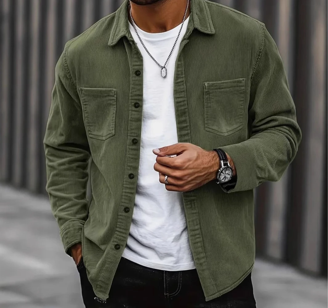 2026 Men's Shirt Long Sleeved New Casual Slim Fit Solid Color Top