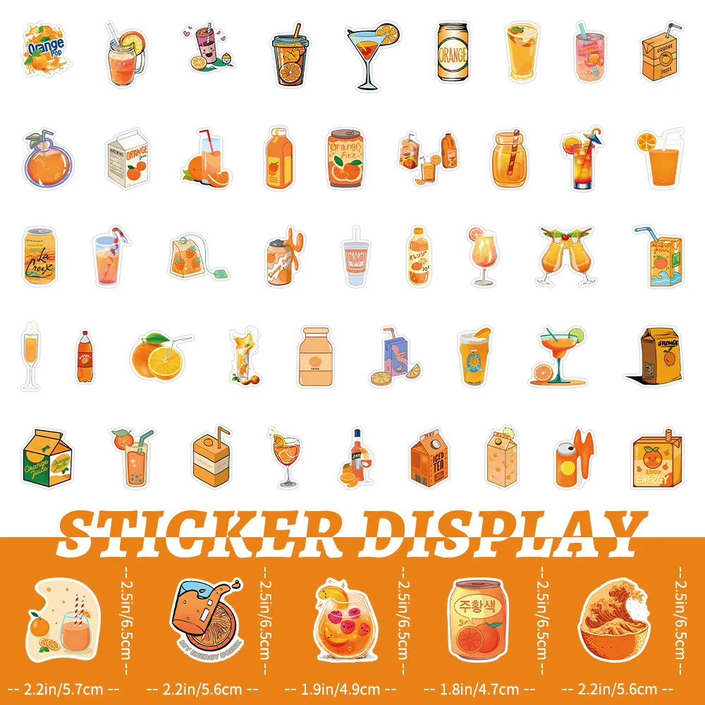 10/30/53Pcs Cartoon Oranje-Dronk Sticker Ins Stijl Graffiti Decoratie Laptop Gitaar Bagage Waterbeker Helm Waterdicht Sticker