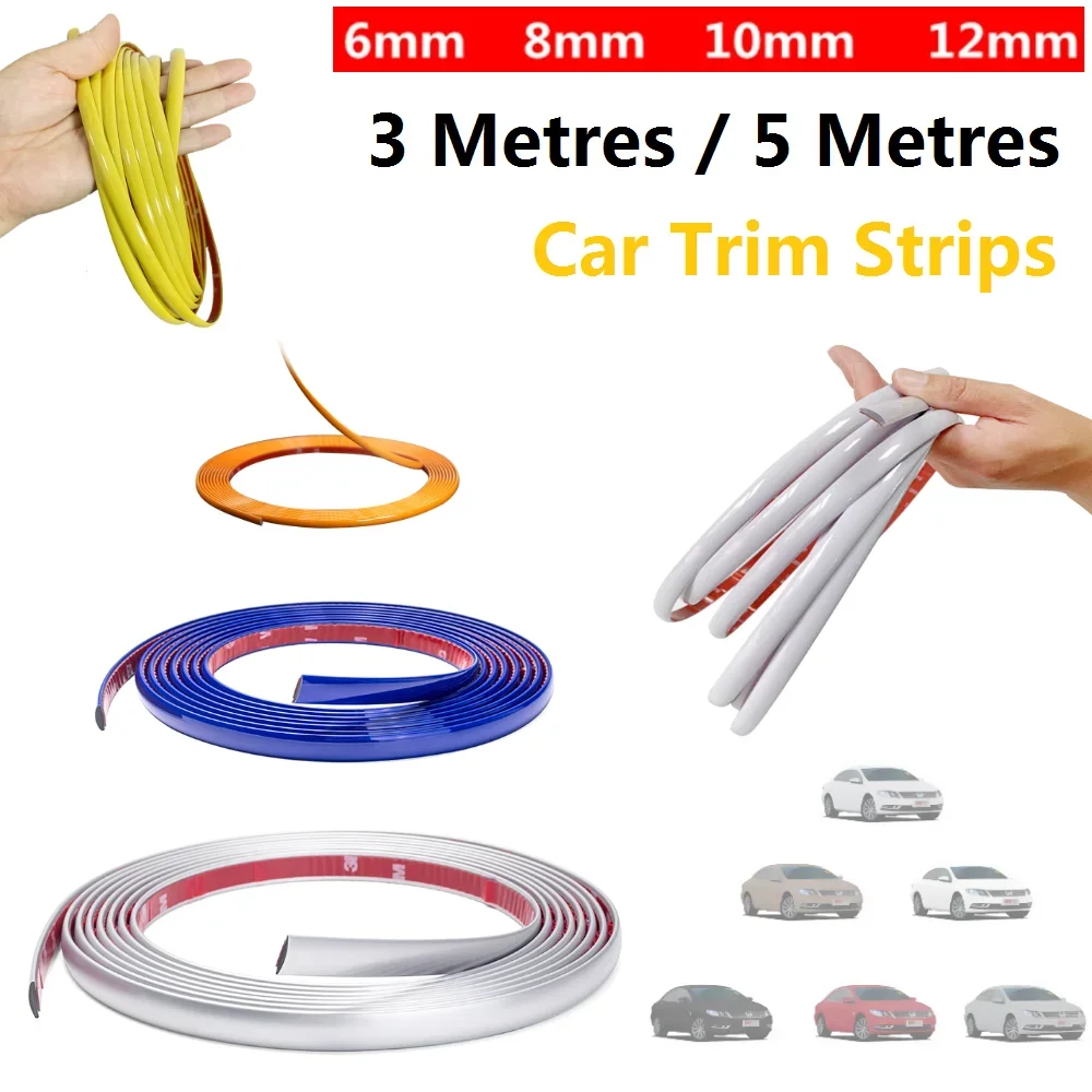 Exterior Car Chrome Body Strip Bumper Auto Door Protector Electric Vehicles Styling Trim Car Sticker Width 6 / 9/ 12 MM