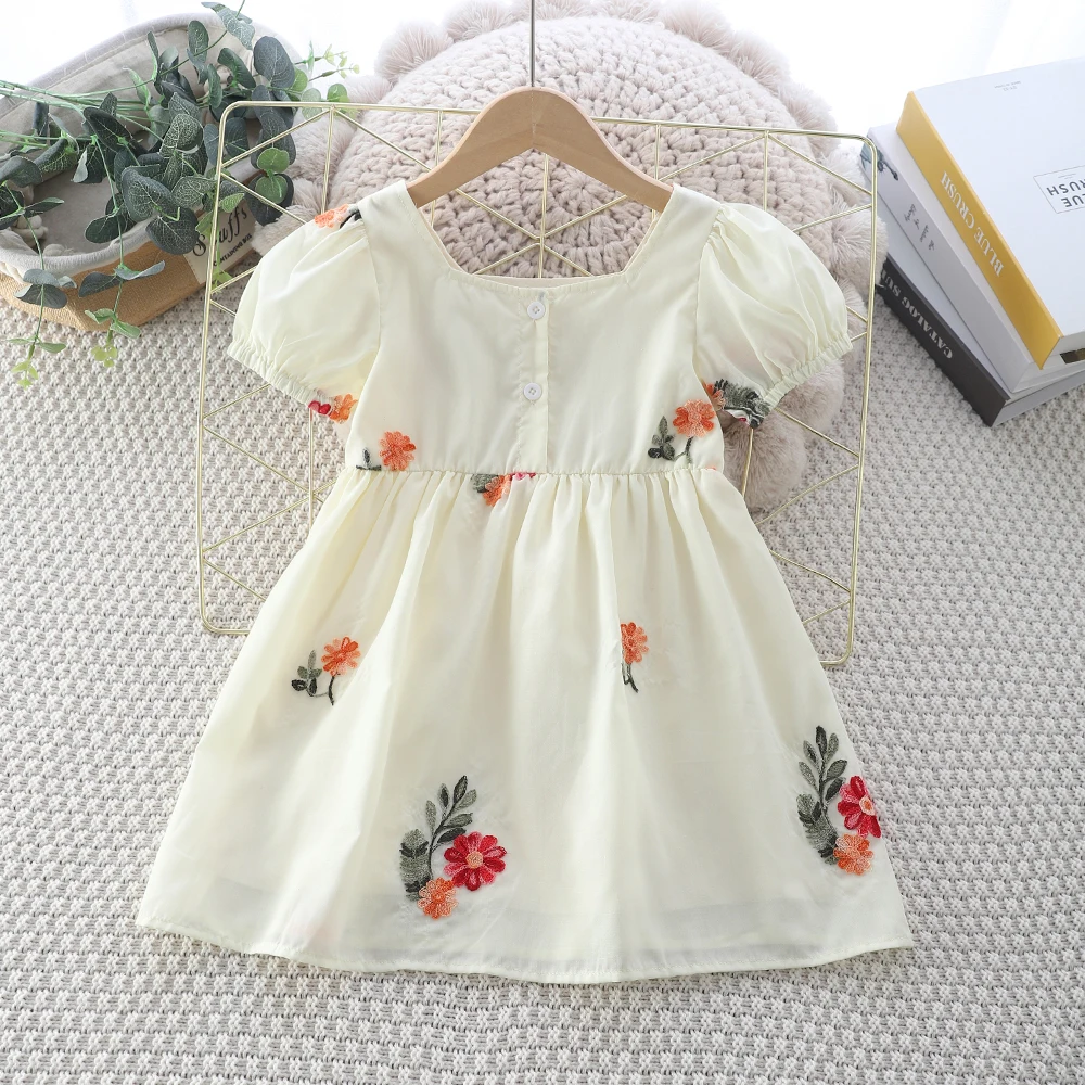 Humor Bear Kids Clothing Princess Dress Casual Style Embroidered Dress Puff Sleeve Party Fashion Girls 2-6Y