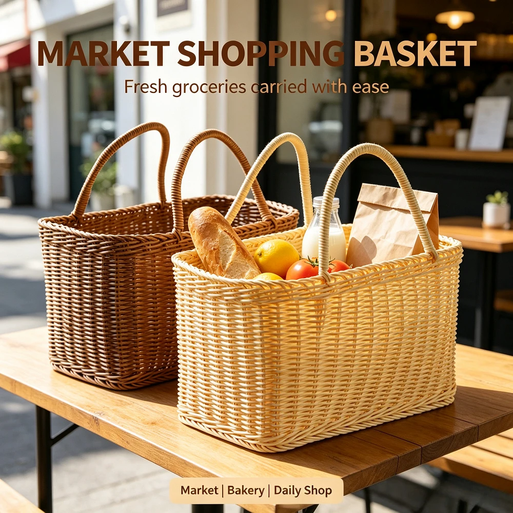 Handwoven Rattan Shopping Bask - Gardening Tools Store ulasan dan harga