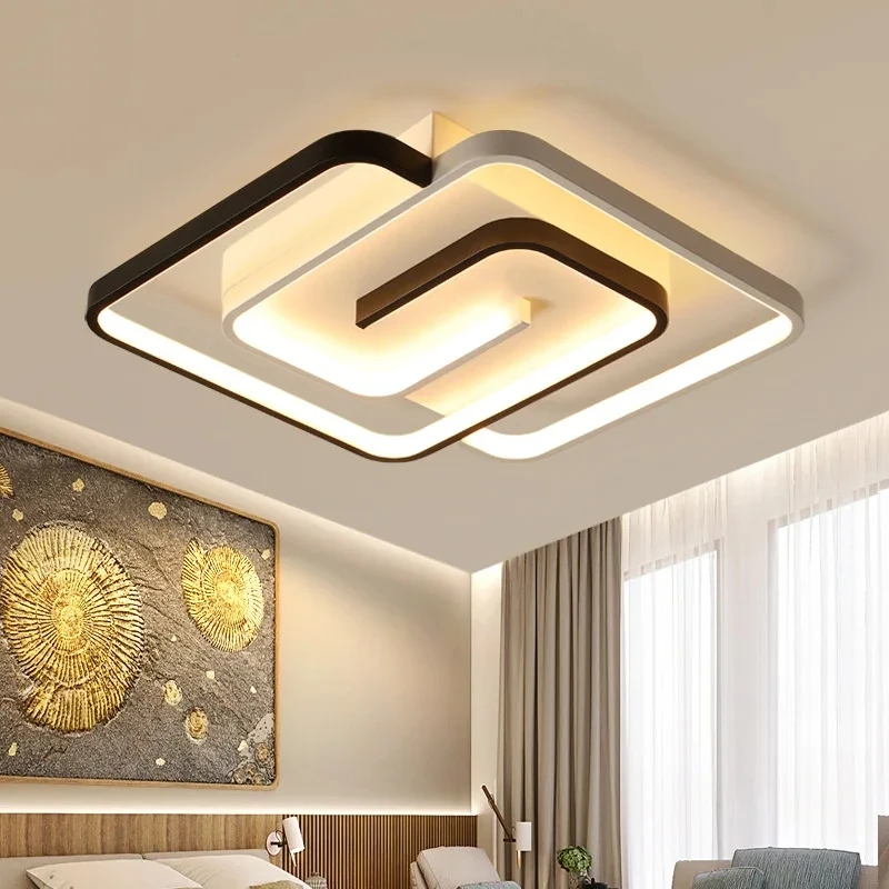 LED Ceiling Lamp Simple Modern Ceiling Lamp Energy Saving Eye Care Extremely Simple Black and White Creative Room Lighting Lamps