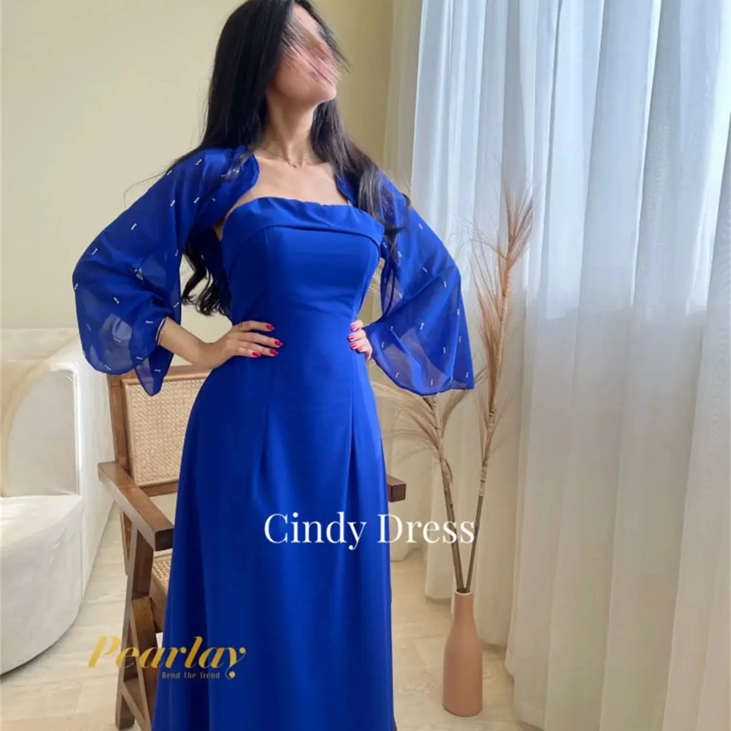 Cindy Grace Two Piece Set Chiffon Blue Wedding Dresses on Offer Evening Clearance Sharon Happy Dress 2024 Ball Gowns Prom Gown