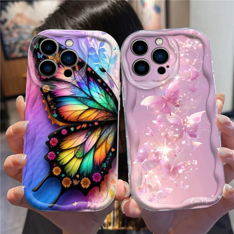 Butterfly Luxury Beautiful Art For Apple iPhone 15 14 13 12 11 XS XR X Pro Max Plus Wave Oil TPU Phone Case