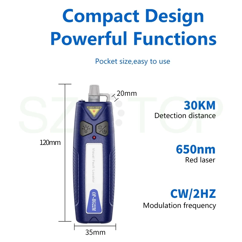 OP-HG22M 30MW 20MW 10MW 10-30Km Red Light Pen Fiber Optic Cable Tester Visual Fault Locator Checker optical power meter DIY