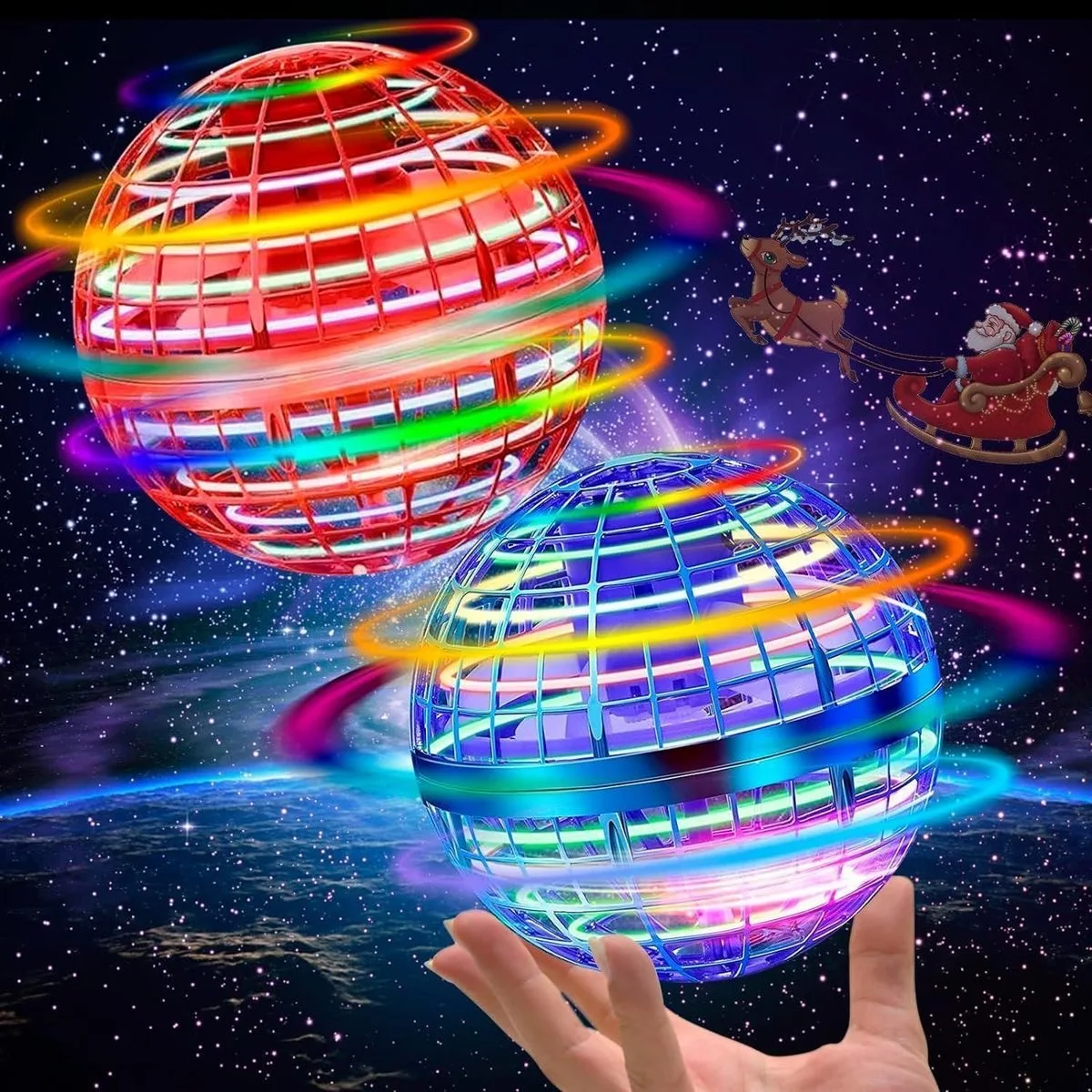 Magic Flying Ball Children's Hand Controlled Color LED Cosmic Globe 360 °Rotating Suspension Ball For Home Outdoor Toys Gifts