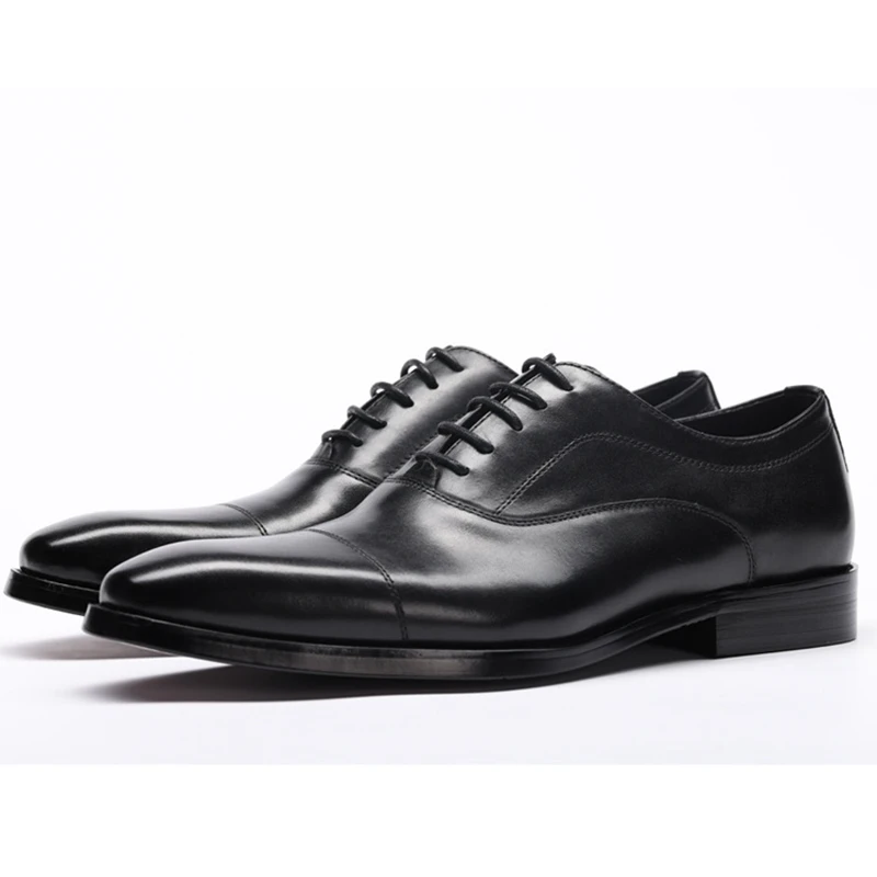 Men's Handmade Leather Shoes 2024 Spring Summer New Business Dress Three-Joint Formal Shoes Men Lace-Up Oxfords