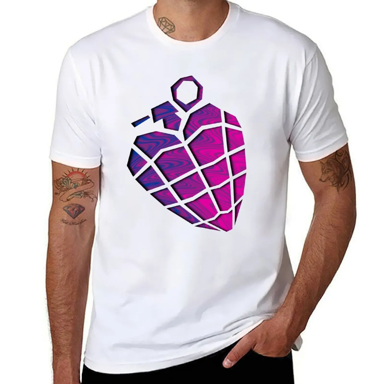 

Bi pride heart grenade T-Shirt cotton t shirts high quality cotton t shirt pack mens graphic t shirts T-Shirt
